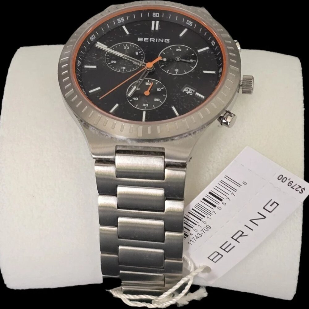 $279- Bering 11743-709 Titan Stainless Steel Chronograph Men's Quartz Watch